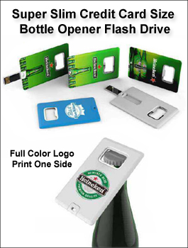 Super Slim Credit Card Style Bottle Opener Flash Drive